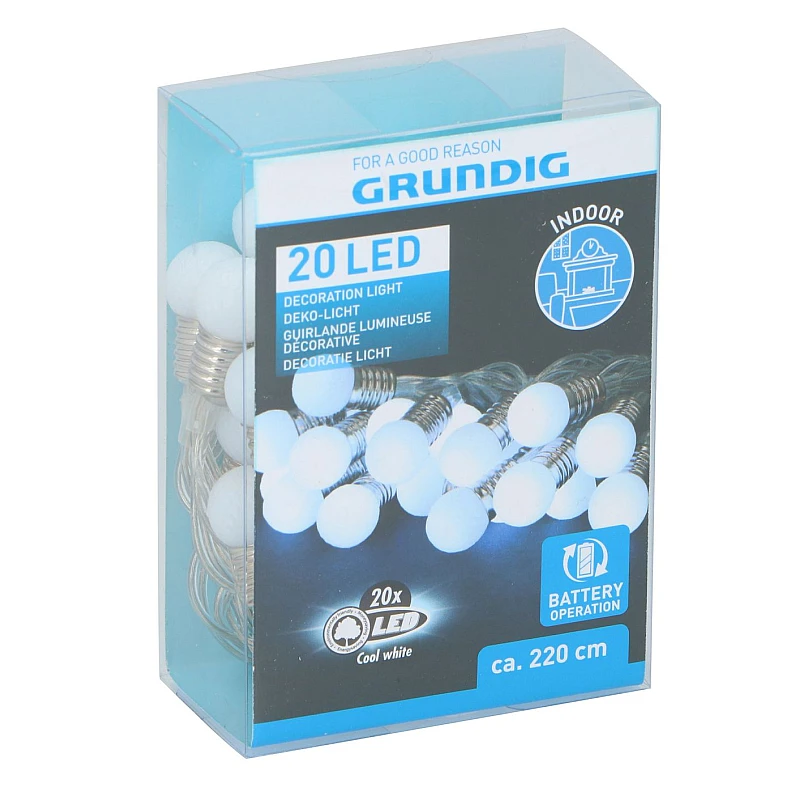 GRUNDIG 13150W Διακοσμητικά λαμπάκια Μπαλάκια LED Ψυχρό 20 τεμ. Μπαταρίας GRUNDIG 13150W Διακοσμητικά λαμπάκια Μπαλάκια LED Ψυχρό 20 τεμ. Μπαταρίας
