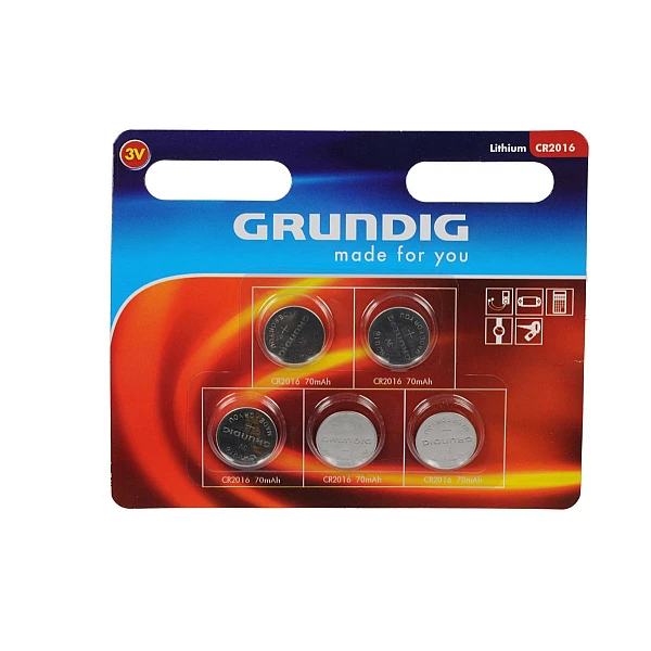 GRUNDIG 14142 Μπαταρία Λιθίου 3V CR2016 πακέτο 5 τεμαχίων