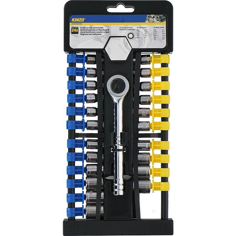 KINZO 16622 Σετ καστανιά-καρυδάκια 24 Τεμάχια έως13mm και έως 1/2" KINZO 16622 Σετ καστανιά-καρυδάκια 24 Τεμάχια έως13mm και έως 1/2"
