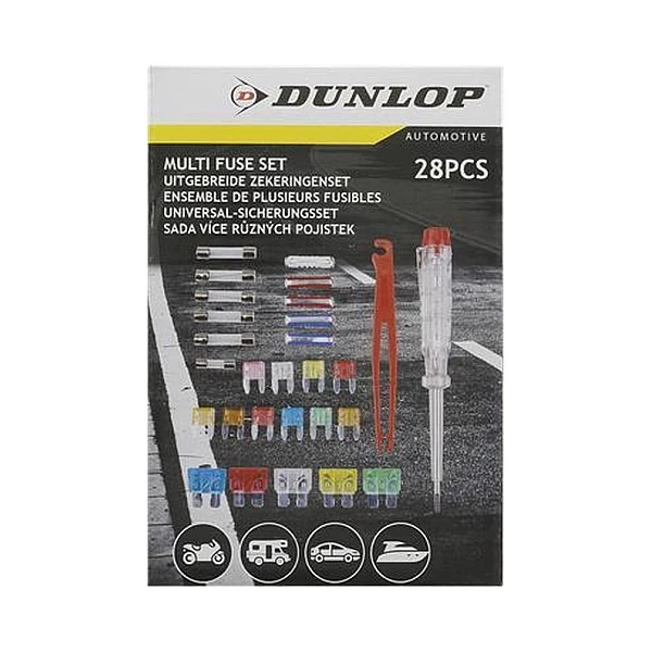 DUNLOP 49636 Σετ Κατσαβίδι Δοκιμαστικό και ασφάλειες αυτοκινήτου 28 τεμάχια