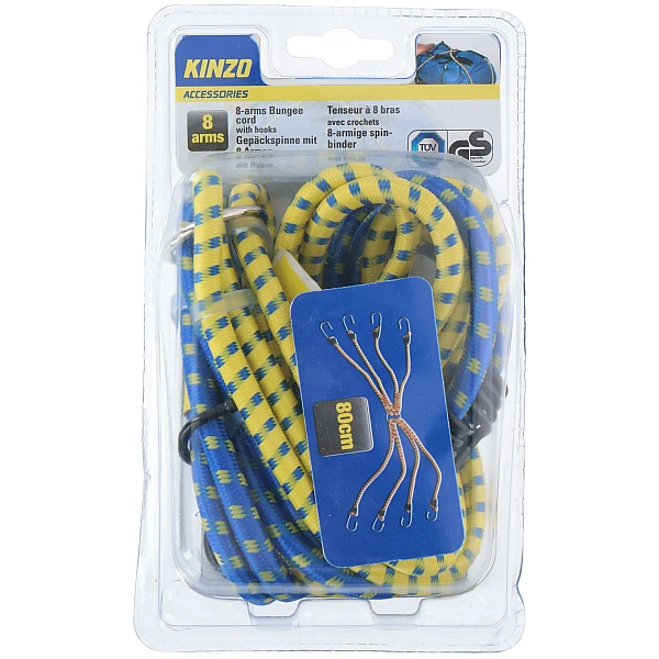 KINZO 85558 Σχοινί (χταπόδι) δεσίματος με  8 άγκιστρα 80cm κίτρινο -μπλε