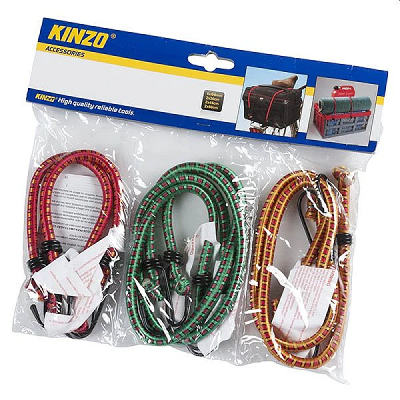KINZO 98661 Σετ Ιμάντας - Σχοινί Ελαστικό συγκράτησης αποσκευών 2 x 30cm 2 x 45cm 2 x 60cm KINZO 98661 Σετ Ιμάντας - Σχοινί Ελαστικό συγκράτησης αποσκευών 2 x 30cm 2 x 45cm 2 x 60cm