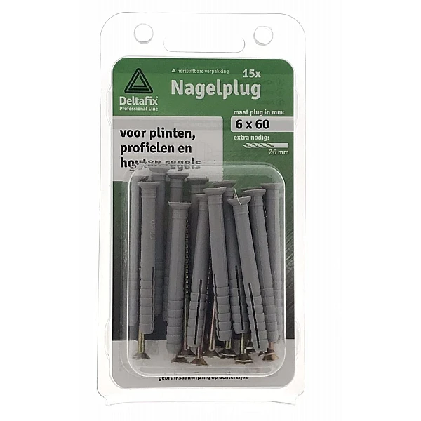Σετ βύσματα καρφωτά με βίδα 6x60mm 15 τεμ. 000535 Deltafix 23444-3095