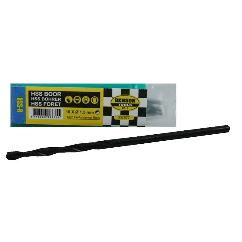 Σετ τρυπανιών μετάλλου Φ 1.5 HSS 007677 BENSON Tools 10 τεμαχίων Σετ τρυπανιών μετάλλου Φ 1.5 HSS 007677 BENSON Tools 10 τεμαχίων