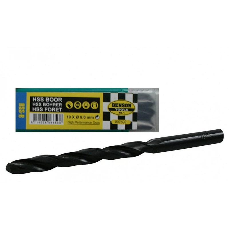 Σετ τρυπανιών μετάλλου Φ 8.0 HSS 007692 BENSON Tools 10 τεμαχίων Σετ τρυπανιών μετάλλου Φ 8.0 HSS 007692 BENSON Tools 10 τεμαχίων