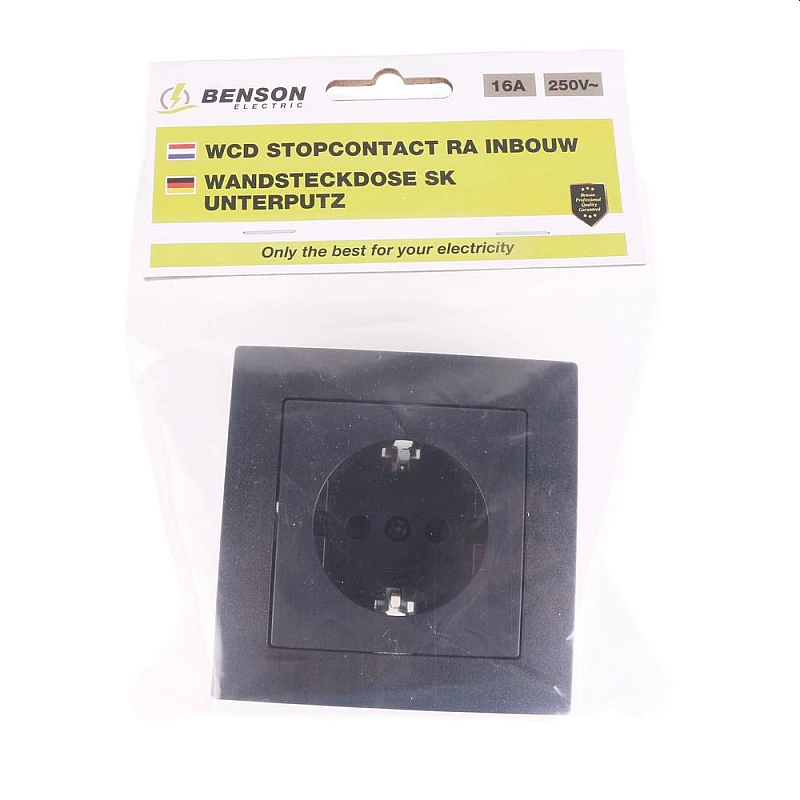 Πρίζα Σούκο χωνευτή 16A 250V Μαύρο 013428 BENSON Πρίζα Σούκο χωνευτή 16A 250V Μαύρο 013428 BENSON
