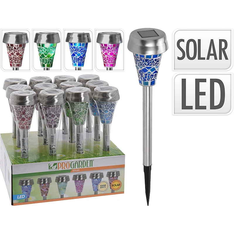 Ηλιακό φωτιστικό κήπου LED INOX MOZAIC 38cm DT2100070 PRO GARDEN Ηλιακό φωτιστικό κήπου LED INOX MOZAIC 38cm DT2100070 PRO GARDEN
