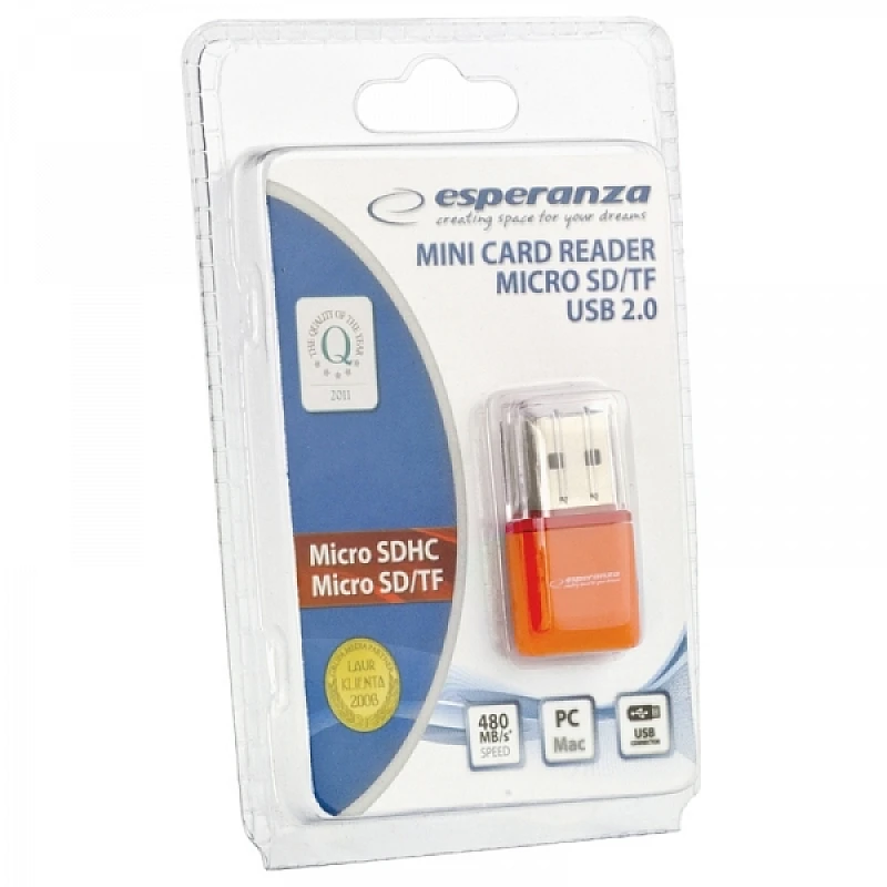 Card reader Micro SD USB 2.0 mini πορτοκαλί EA134O Esperanza Card reader Micro SD USB 2.0 mini πορτοκαλί EA134O Esperanza