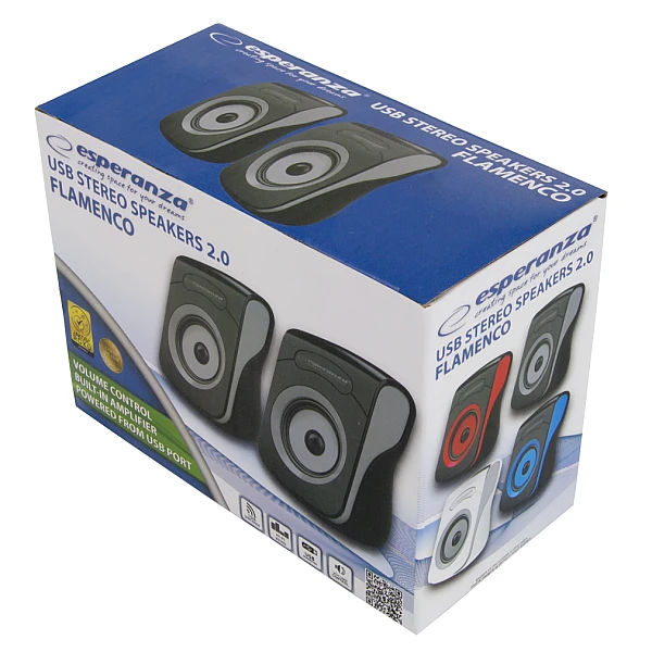 Ηχεία STEREO ESPERANZA USB 2.0 FLAMENCO EP140KE 6W σε μαύρο-γκρι χρώμα EP140KE