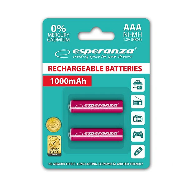 Μπαταρία Επαναφορτιζόμενη AAA 1000mAh Esperanza EZA101R 2 Τεμάχια
