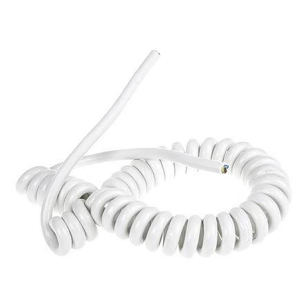 Εύκαμπτο καλώδιο Σπιράλ  3 x 0.75 mm² H03VVΗ8-F/4/W/3 ,PVC, (NYΛ) Λευκό χρώμα, VK 4 μέτρα