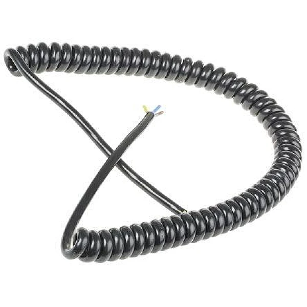 Εύκαμπτο καλώδιο Σπιράλ  3 x 0.75 mm² H03VVΗ8-F/4/Β/3 PVC (NYΛ) Μαύρο χρώμα, VK 4μέτρα
