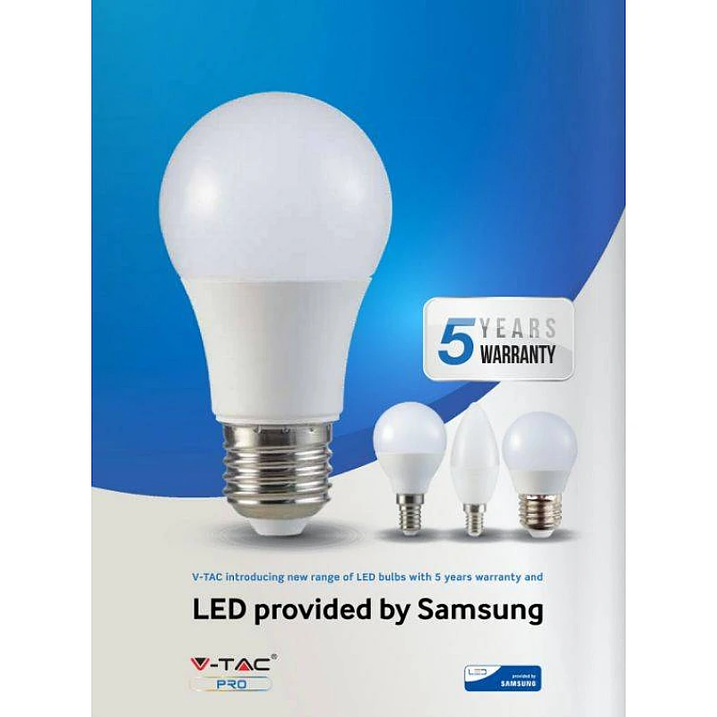 Λαμπτήρας Led SAMSUNG E27 A58 9Watt Ψυχρό λευκό 6400K VT-210 230 V-TAC Λαμπτήρας Led SAMSUNG E27 A58 9Watt Ψυχρό λευκό 6400K VT-210 230 V-TAC
