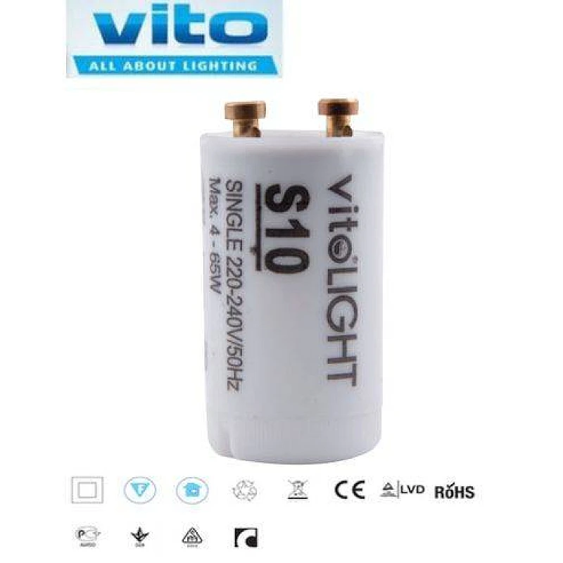 Στάρτερ φθορίου S10 4-65W 220-240V VITO Στάρτερ φθορίου S10 4-65W 220-240V VITO