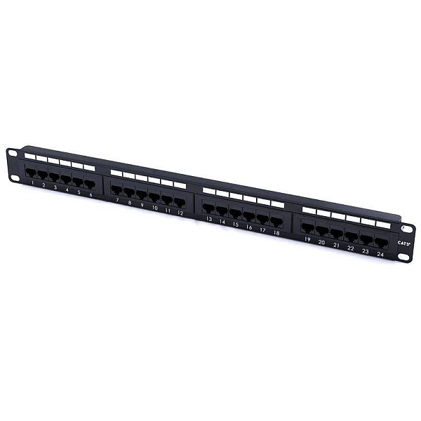 SWPP-CAT5E-UTP24 Patch panel 19" CAT 5e UTP 24 θυρών σε μαύρο χρώμα 1U SAFEWELL
