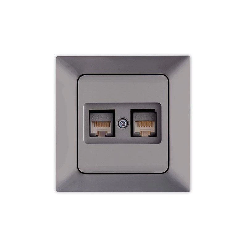 Διπλή Πρίζα δικτύου U/UTP 2XRJ45 CAT6 Νίκελ Γραφίτης 152-16316 ARAS NE-AD Διπλή Πρίζα δικτύου U/UTP 2XRJ45 CAT6 Νίκελ Γραφίτης 152-16316 ARAS NE-AD