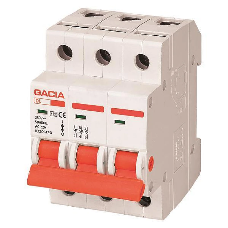 Gacia Διακόπτης ράγας Τριφασικός 3x80A 500-43608 Gacia Διακόπτης ράγας Τριφασικός 3x80A 500-43608