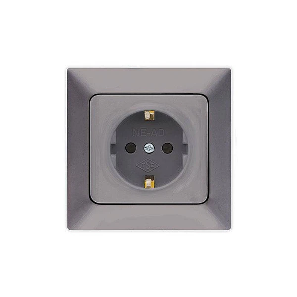 Πρίζα Σούκο χωνευτή 16A 250V Νίκελ Γραφίτης 152-16300 ARAS NE-AD