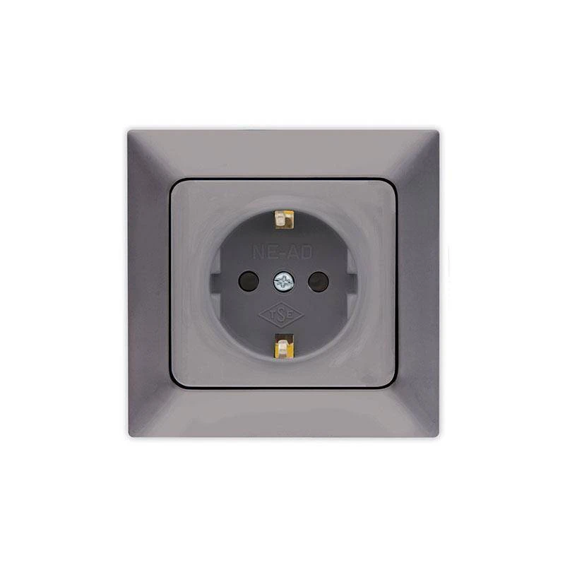 Πρίζα Σούκο χωνευτή 16A 250V Νίκελ Γραφίτης 152-16300 ARAS NE-AD