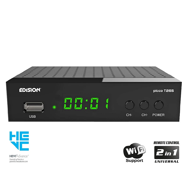 EDISION PICCO T265 plus Επίγειος ψηφιακός δέκτης H.265 HEVC, Full High Definition DVB-T2 EDISION PICCO T265 plus Επίγειος ψηφιακός δέκτης H.265 HEVC, Full High Definition DVB-T2