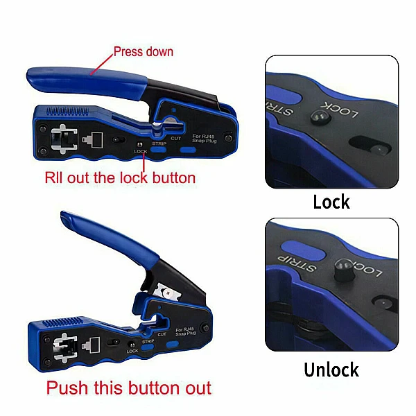 Πρέσα ακροδεκτών Pass Through μεταλλική για φις RJ45 3σε1 200200524 OEM