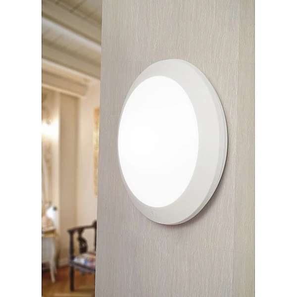 Fumagalli Umberta OPAL πλαφονιέρα επιτοίχια ή οροφής εξωτερικού χώρου Ø350mm Λευκή στρογγυλή IP66 1B3.000.000.WYE28