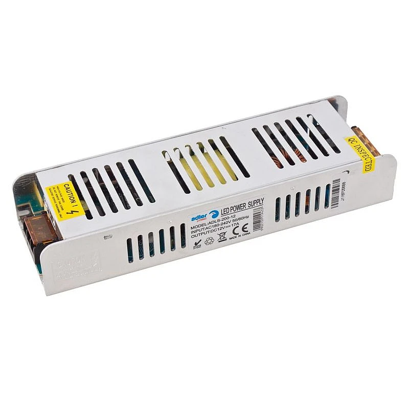 Τροφοδοτικό ταινίας Led SLIM 200W 12V 17A ADLS-200-12 Adlerpower