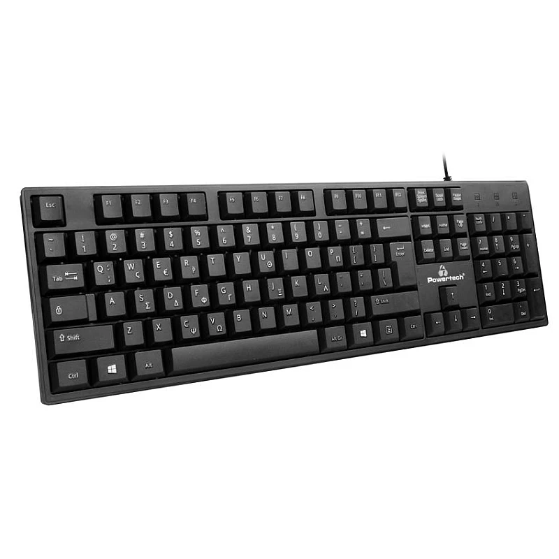 Ενσύρματο πληκτρολόγιο USB PT-1074 EN/GR μαύρο Powertech