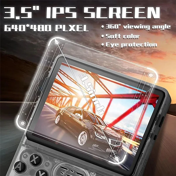 Ηλεκτρονική Ρετρό Κονσόλα R36S με οθόνη IPS 3,5 ίντσες σύστημα ArkOS Linux μαύρη