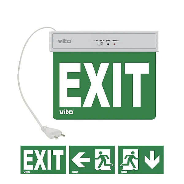 Φωτιστικό Ασφαλείας LED EXIT-10 ALL-SIGNS-IN IP20 2W Ψυχρό Λευκό 100Lumens 5020141 VITO