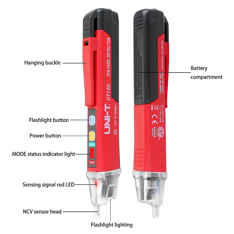 UNI-T UT12D Voltage Detector (Ανιχνευτής τάσης) 24-1000V AC