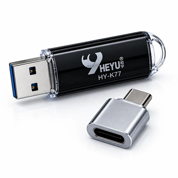 HY-K77  32GB USB 2.0/3.0 Flash Drive με αντάπτορα Type-C σε USB 9HEYU