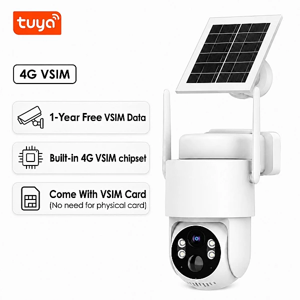 CAMWON WIP-TP300SM Ηλιακή 4G Wireless PTZ κάμερα 3Mpixels Με κάρτα VSIM Λευκή