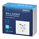  ORNO Πρίζα σούκο με 1 θύρα USB 3A και 1 θύρα Type C λευκή με εφέ γυαλιού OR-AE-13308(GS)/W