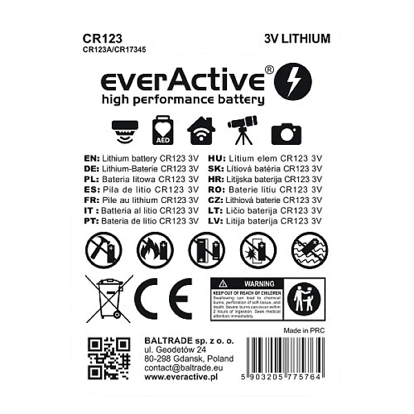 EverActive CR123 μπαταρία λιθίου 3V 1 τεμ. 