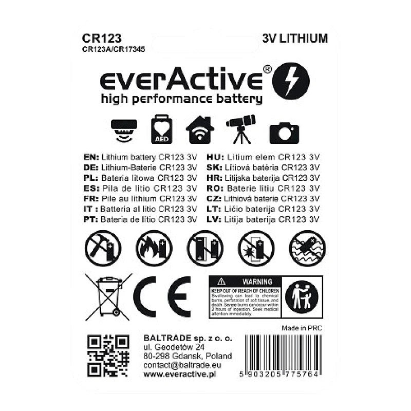 EverActive CR123 μπαταρία λιθίου 3V 1 τεμ. 