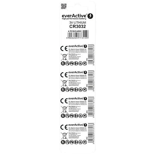 EverActive CR3032 Μπαταρίες Λιθίου 3V 580mAh 4τμχ CR30324BL