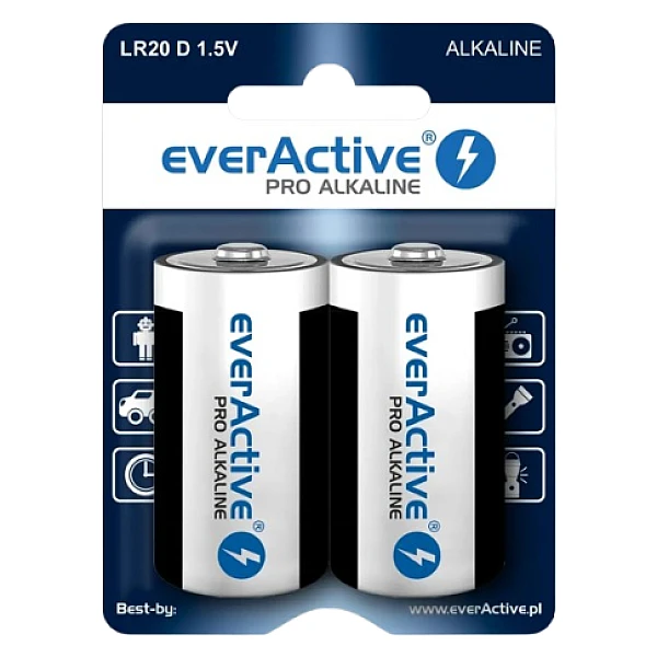 EverActive Pro Alkaline LR20 / D Αλκαλικές Μπαταρίες 1,5V 17500mAh 2τμχ EVLR20-PRO