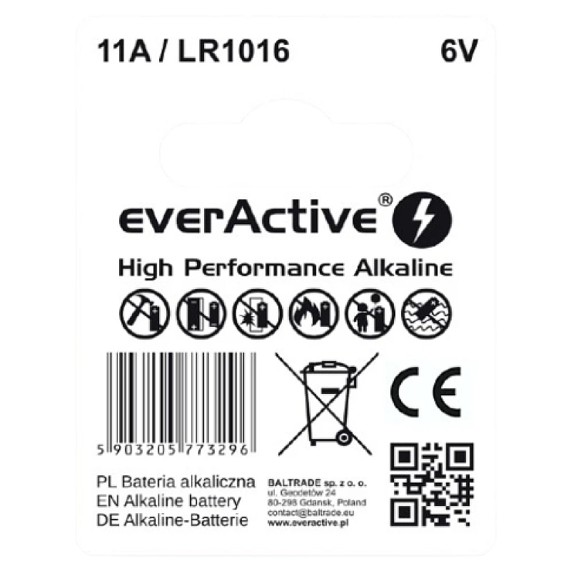 EverActive 11A / LR1016 / MN11 Αλκαλική Μπαταρία 6V 1τμχ 11ABL1