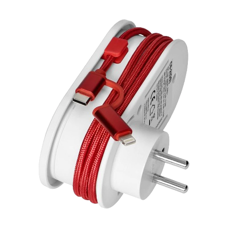 Αντάπτορας πρίζας σούκο με 2 USB (Type-A + Type-C) με καλώδιο φόρτισης USB-C/Lightning 0.8m 230 Λευκό CS-2(GS) Virone
