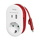 Αντάπτορας πρίζας σούκο με 2 USB (Type-A + Type-C) με καλώδιο φόρτισης USB-C/Lightning 0.8m 230 Λευκό CS-2(GS) Virone