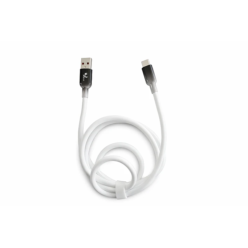 HY-C638t Καλώδιο σιλικόνης Γρήγορης Φόρτισης και Μεταφοράς Δεδομένων USB A σε Type C 100W σε λευκό χρώμα