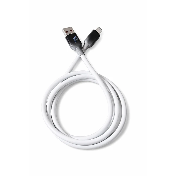 HY-C638i Καλώδιο σιλικόνης Γρήγορης Φόρτισης και Μεταφοράς Δεδομένων USB A σε Lightning 100W σε λευκό χρώμα