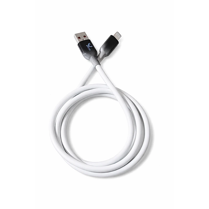 HY-C638i Καλώδιο σιλικόνης Γρήγορης Φόρτισης και Μεταφοράς Δεδομένων USB A σε Lightning 100W σε λευκό χρώμα