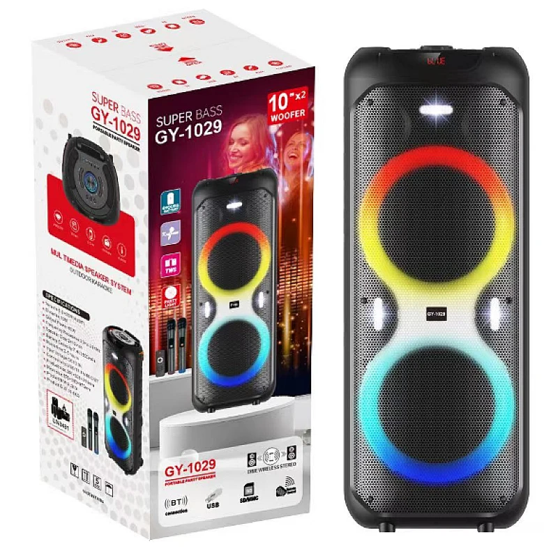 Φορητό Ηχείο Bluetooth 2x10' 60watt RGB FM TWS GY-1029 KBQ