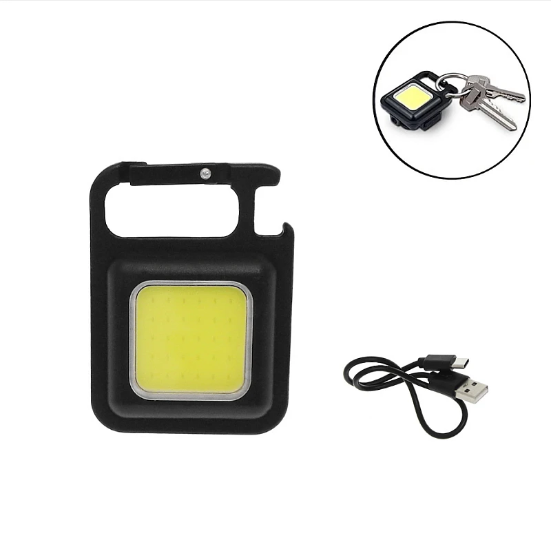 Επαναφορτιζόμενος Φακός Μπρελόκ COB LED 500 Lumens Αλουμινίου Μαύρος Rechargeable Keychain Light K-011