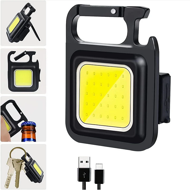 Επαναφορτιζόμενος Φακός Μπρελόκ COB LED 500 Lumens Αλουμινίου Μαύρος Rechargeable Keychain Light K-011