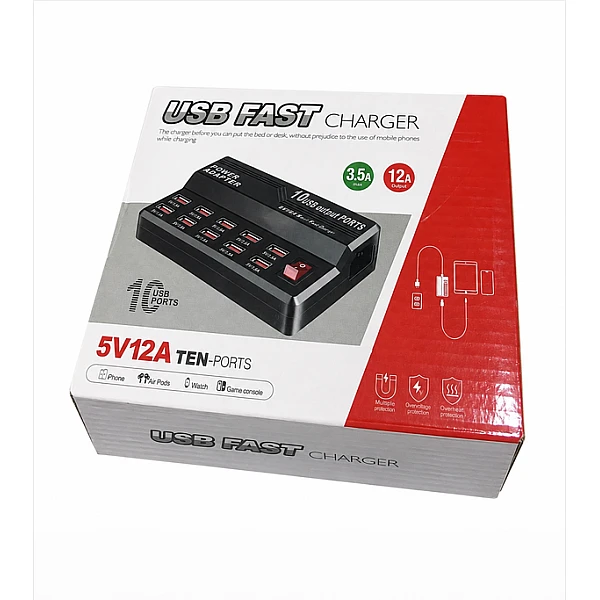  Σταθμός Φόρτισης 10 Θυρών USB 5V/12A 60W 838 – USB Fast Charger U-838