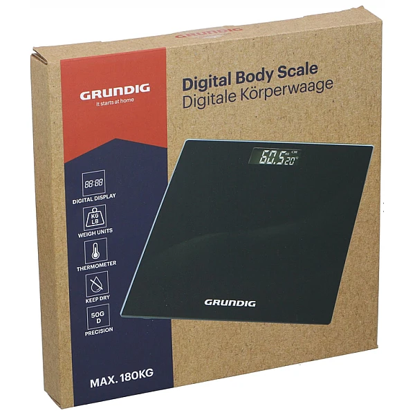 GRUNDIG Ψηφιακή Ζυγαριά Μπάνιου έως 180kg με LCD Οθόνη Μαύρη 42353