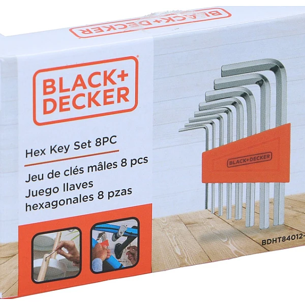BLACK+DECKER Σετ 8 Κλειδιά Allen με Βάση Αποθήκευσης 